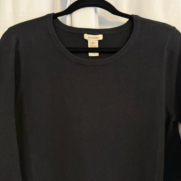 Sundance Black Knit Pocket Dress Cotton Silk Blend Medium - Picture 4 of 12